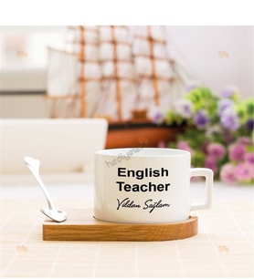 English Teacher Siyah Tasarım Stantlı Fincan